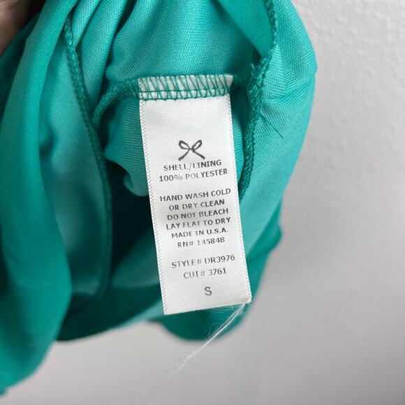 Everly Teal Scalloped Layered Chiffon Sleeveless Dress Size S - Picture 4 of 5
